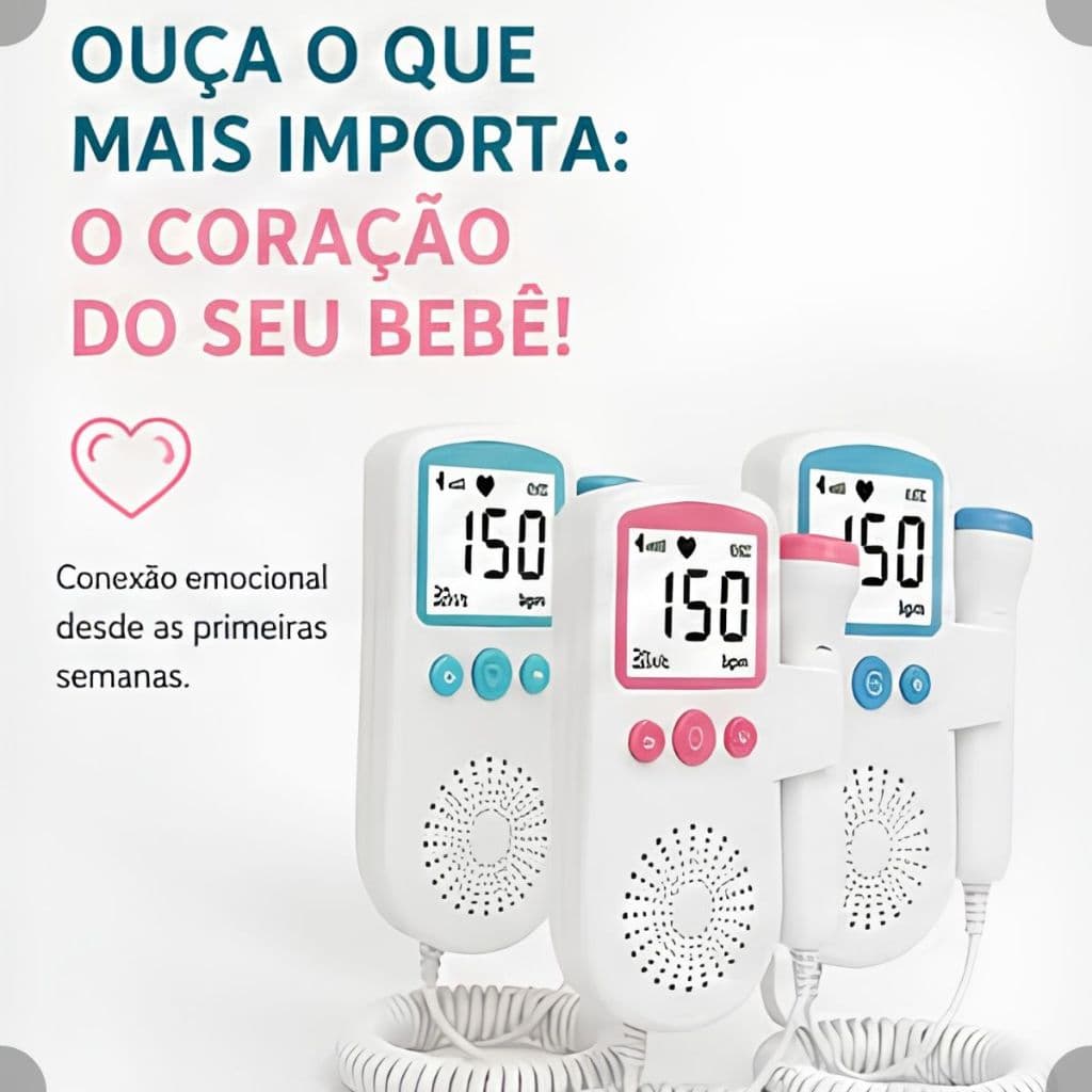 Doppler Monitor Fetal Gravidez Ultrassom Ouvir e Acompanhar Batimentos do Bebê