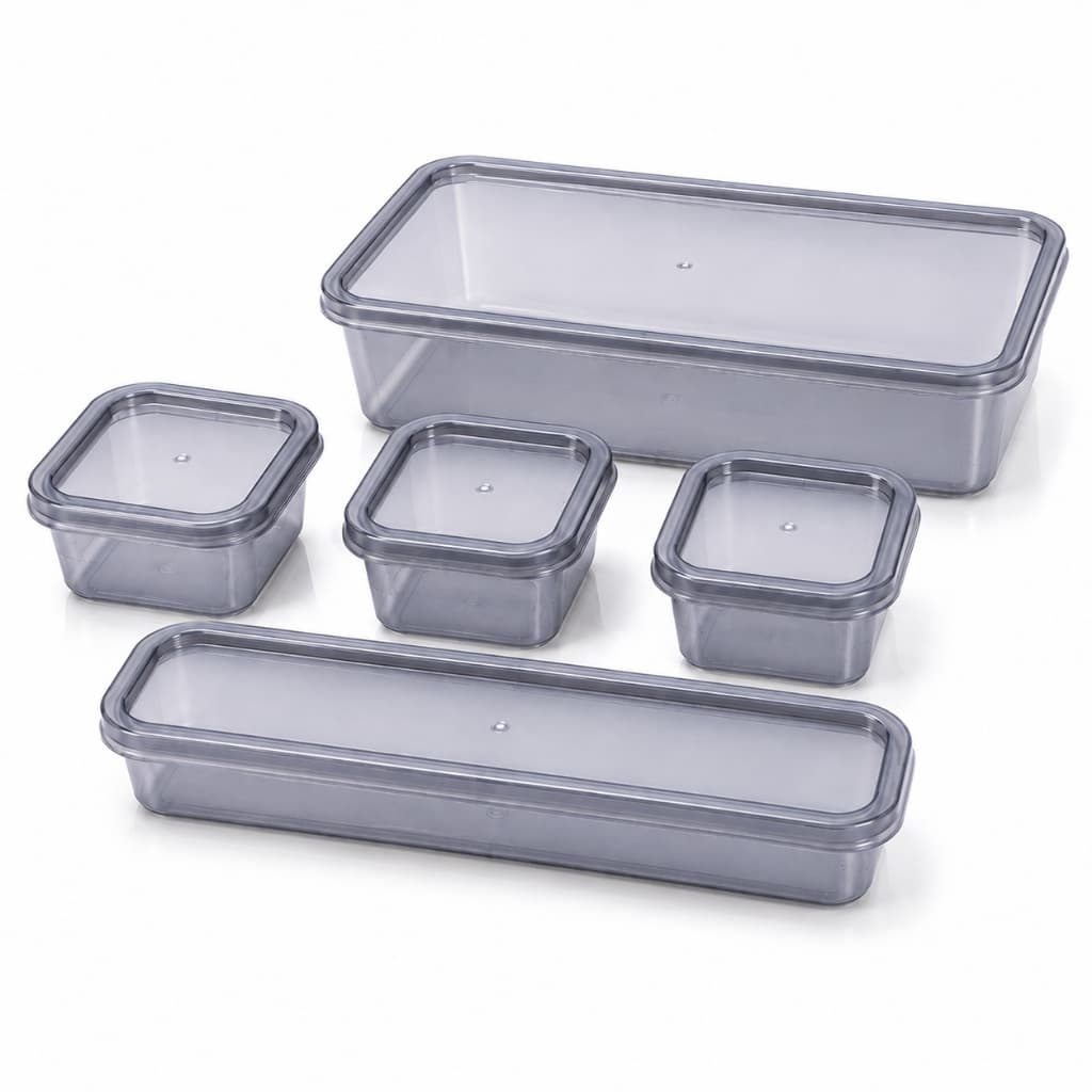 Kit 5 Potes Herméticos com Tampa Transparente Organizador de Alimentos Cozinha 200ml 500ml 1,2L