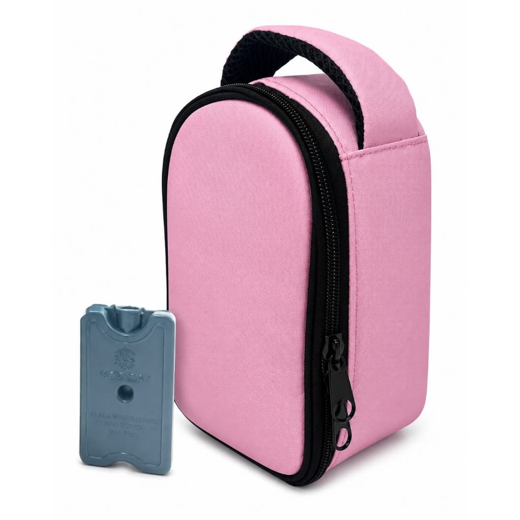 Bolsa Estojo Case Térmica Viagem Insulina C Gelo Reutilizável Refrigeração Diabetes Rosa Lisa