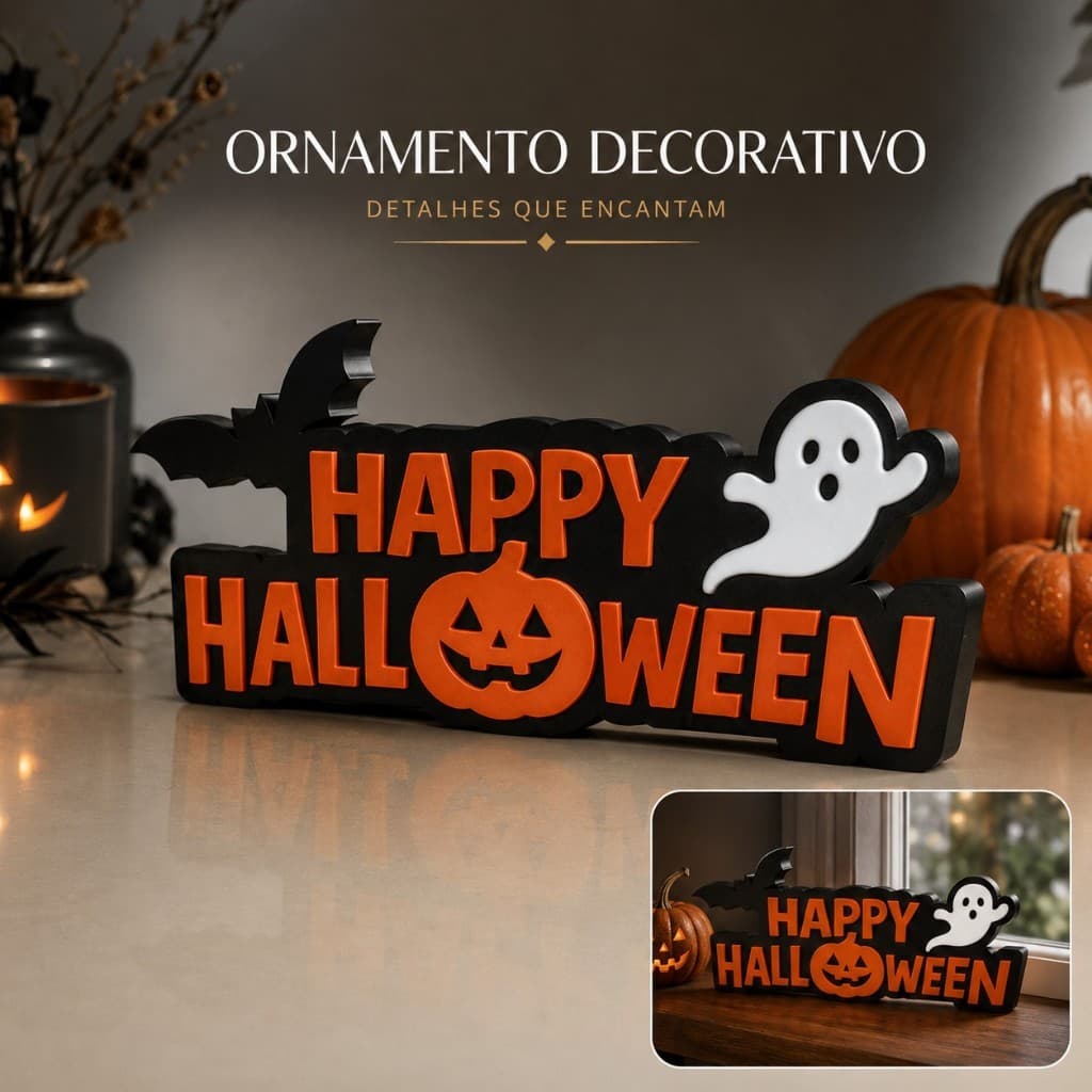 Placa Decorativa Mesa ou Parede Halloween Impressão 3D Festa Temática Feriado Comemoração Assustador