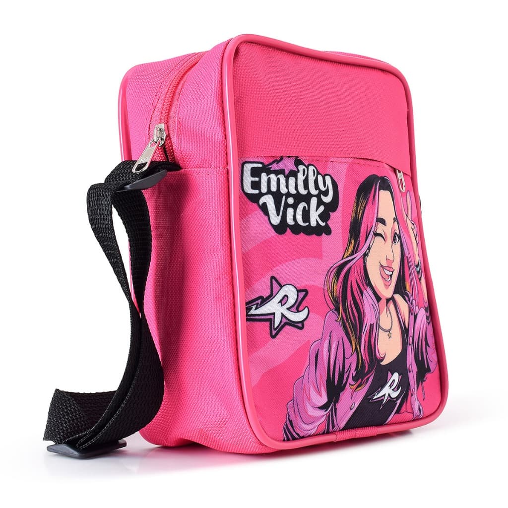 Bolsa Transversal Shoulder Bag Emilly Vick Lancheira Novo Elemento Rosa Estrela Dos Rosa Resistente Infantil