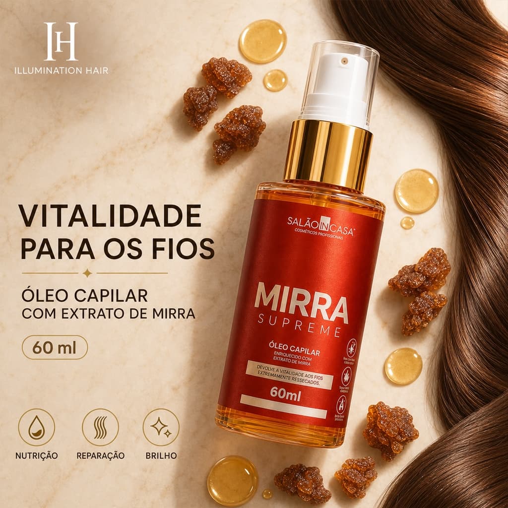 ÓLEO DE MIRRA CAPILAR CONCENTRADO 60ML | CICATRIZAÇÃO DE CUTÍCULAS | SALÃO IN CASA
