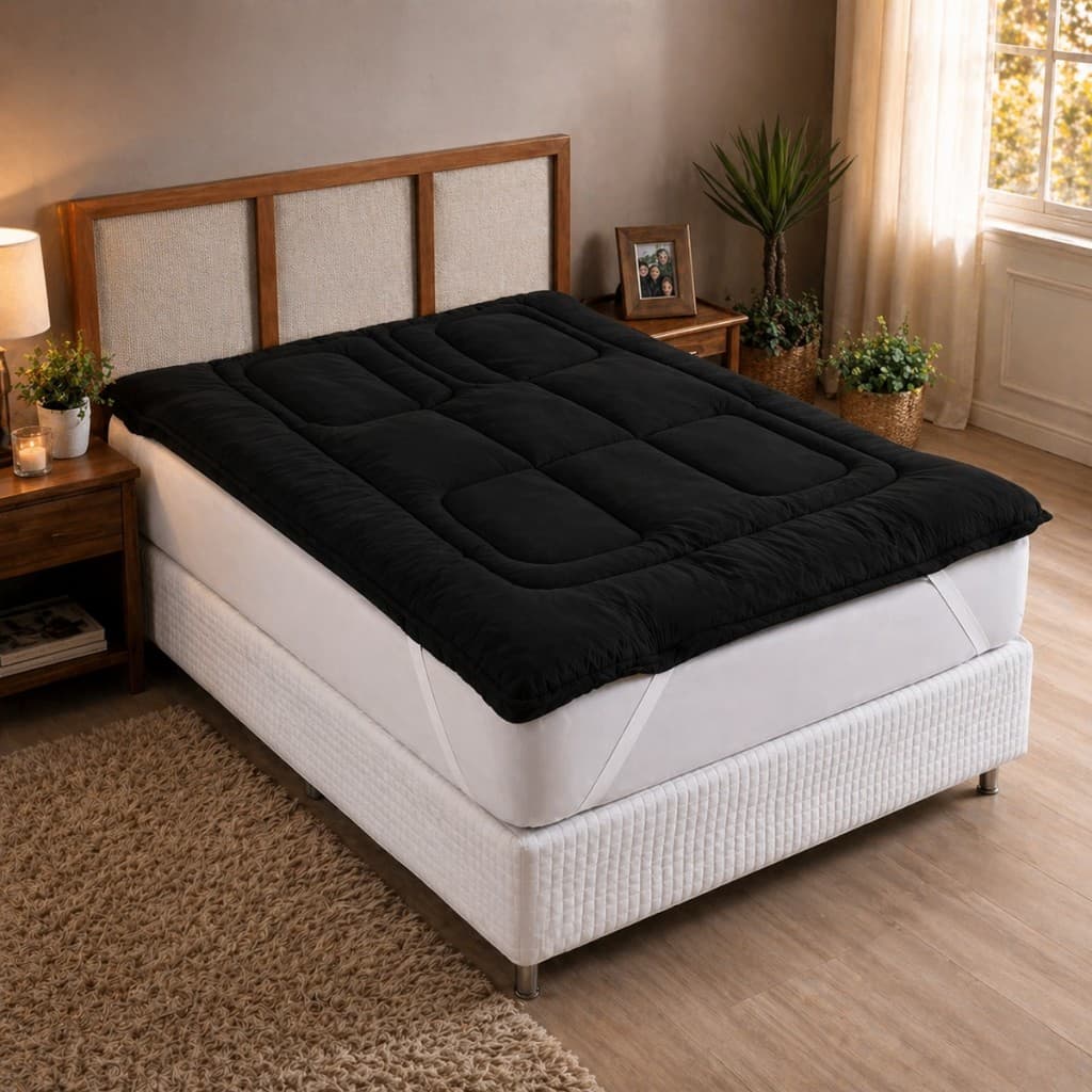 Protetor de Colchão Pillow Matelado Solteiro,Casal,Queen e King Preto Confortável Macio