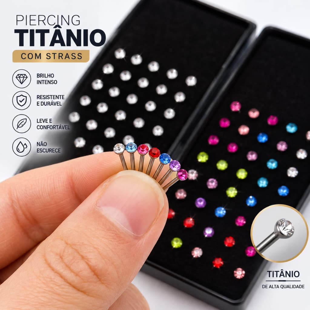 40 brincos de cristal retos/curvos feitos de aço inoxidável requintado.