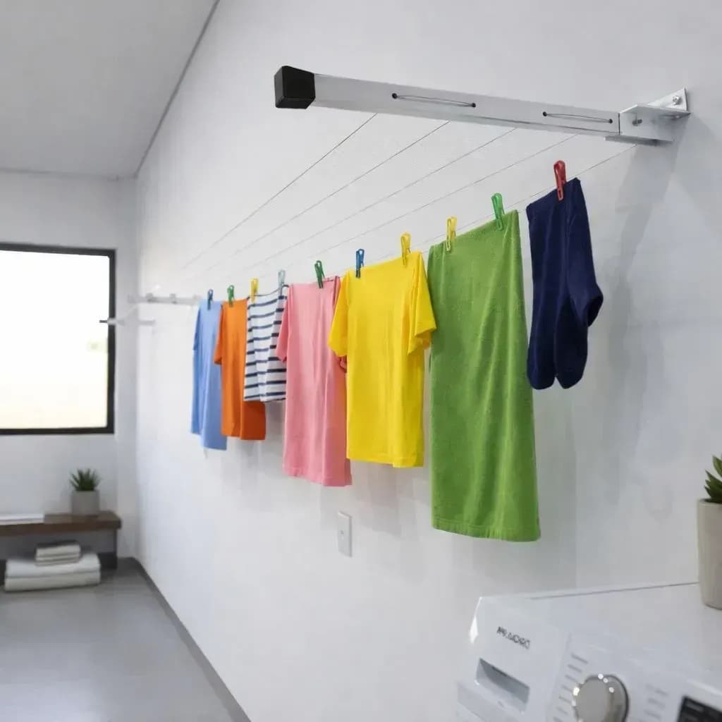 Varais Retráteis De Alumínio De Parede Para Roupas Suporta Até 80Kg - ENVIO IMEDIATO