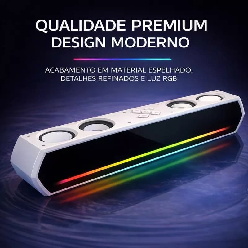 Caixa de Som Bluetooth Potente Com 4 Alto Falantes 30W Soundbar PC Notebook TV