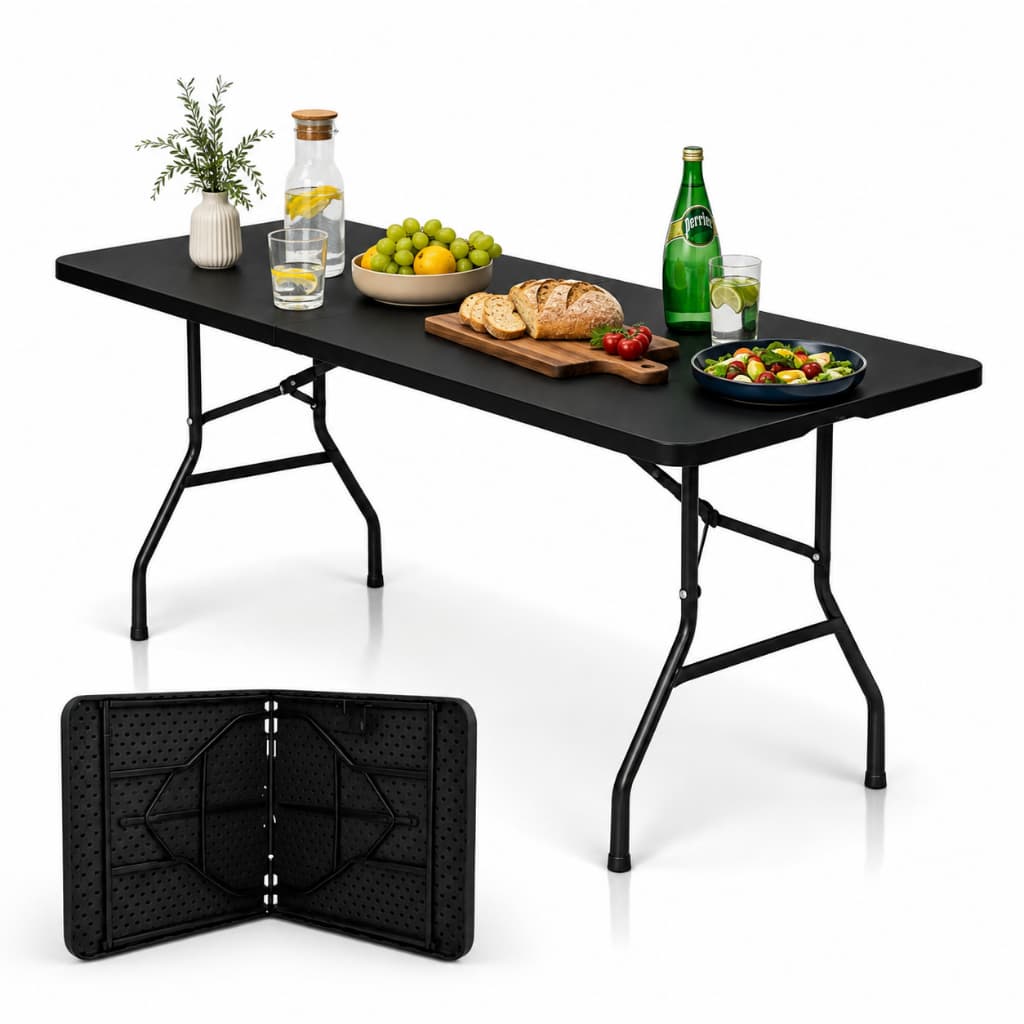 Mesa Dobrável 180x70cm Portátil com Alça até 150kg Camping Festa Jardim Eventos