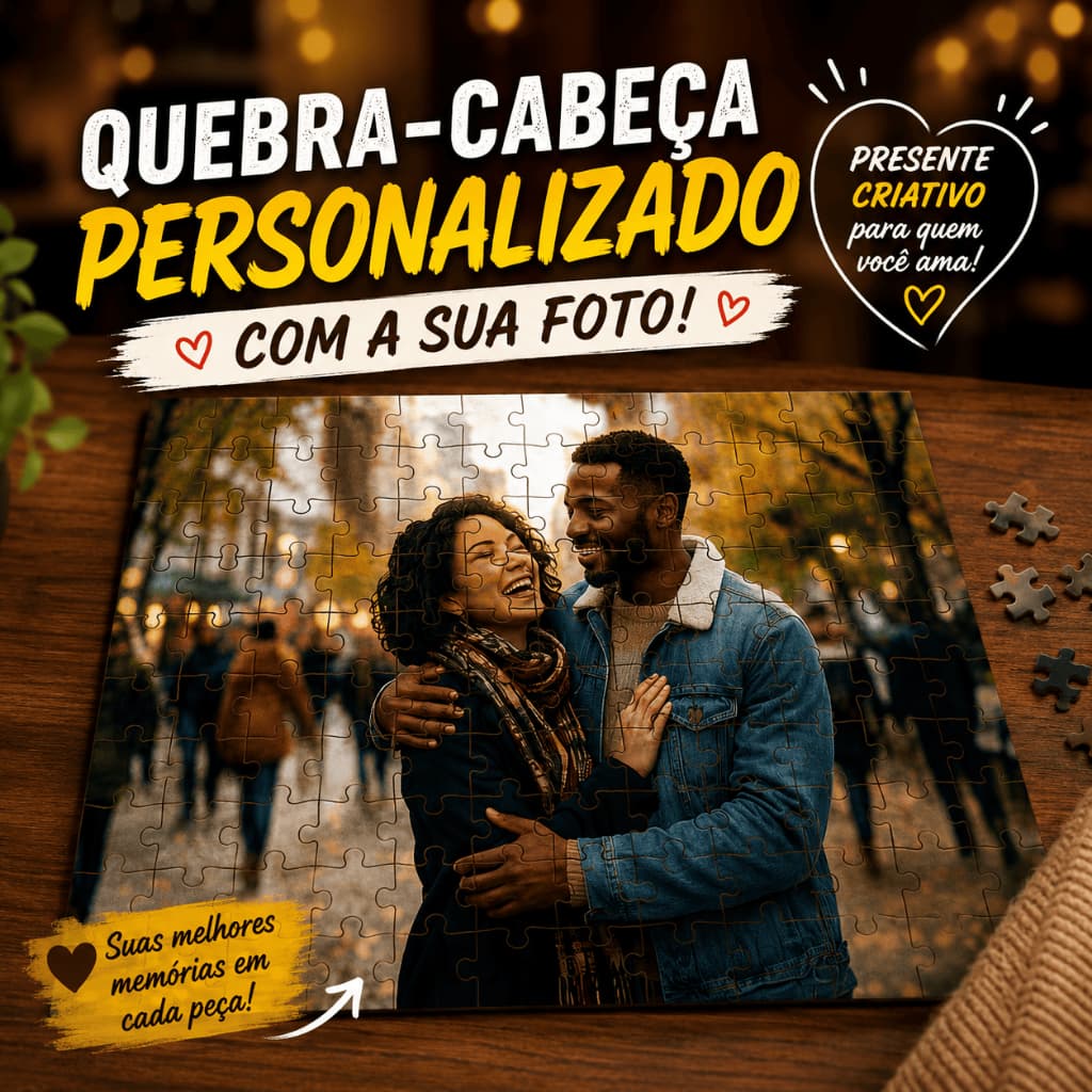 Quebra Cabeça Personalizado Com Foto MDF Impressão UV Opção de Caixa Presente Criativo Namorados Aniversário 48/320Peças