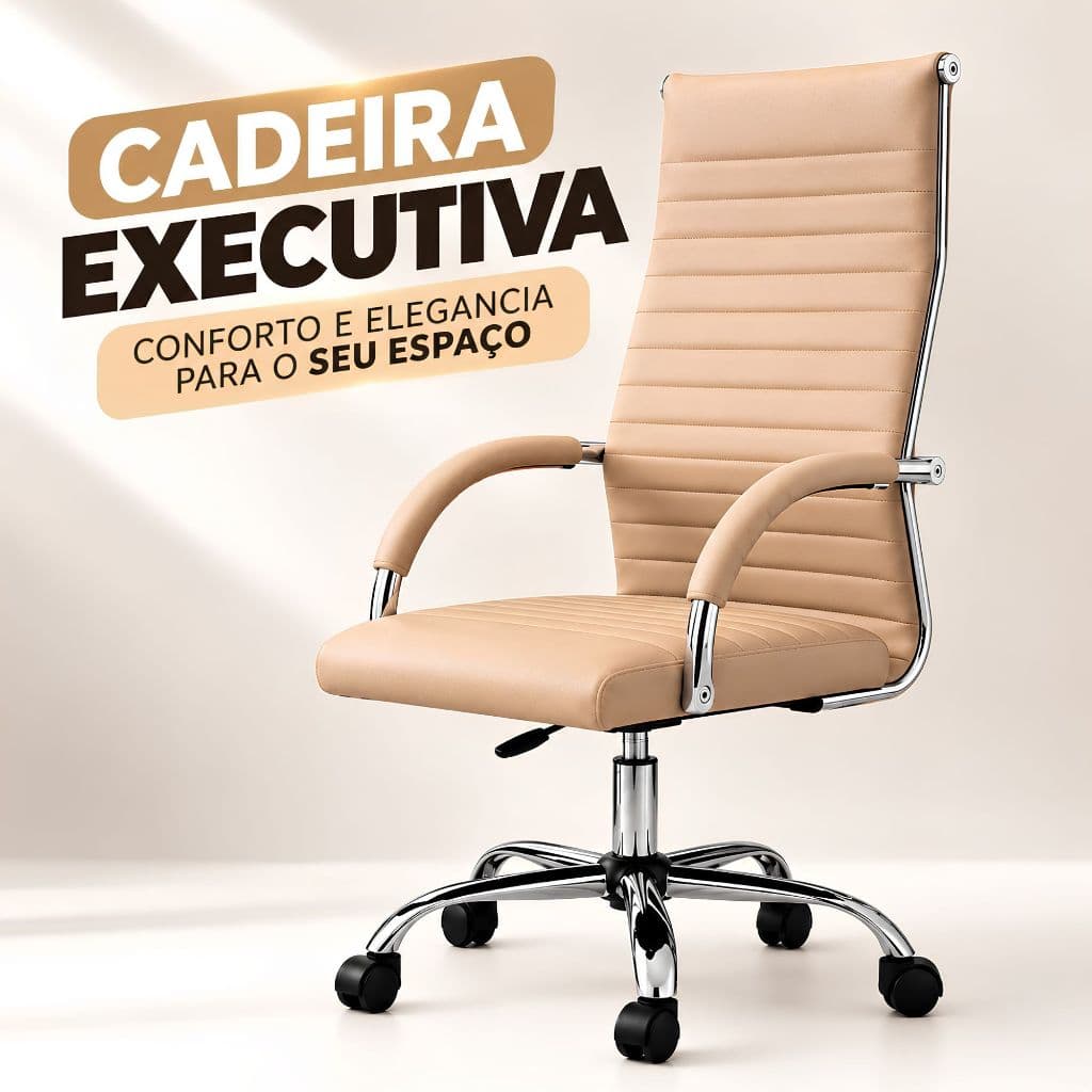 Cadeira Ergonômica Giratória Esteirinha Presidente Alta Estofada para Escritório