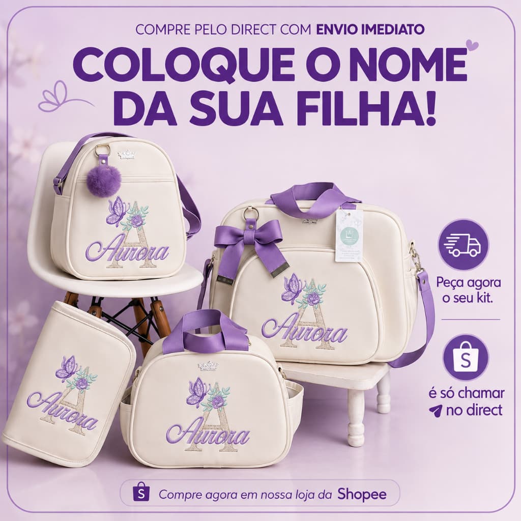 Kit bolsa Maternidade  Personalizado com Porta Cartão Vacina 3d  Luxo 4 peças Meninos e Meninas