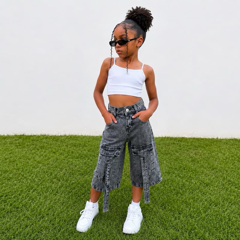 🔥 SHORT CARGO PEDAL INFANTIL E JUVENIL  FEMININO  JEANS | TAM 2 AO 16 | COM REGULADOR NA CINTURA