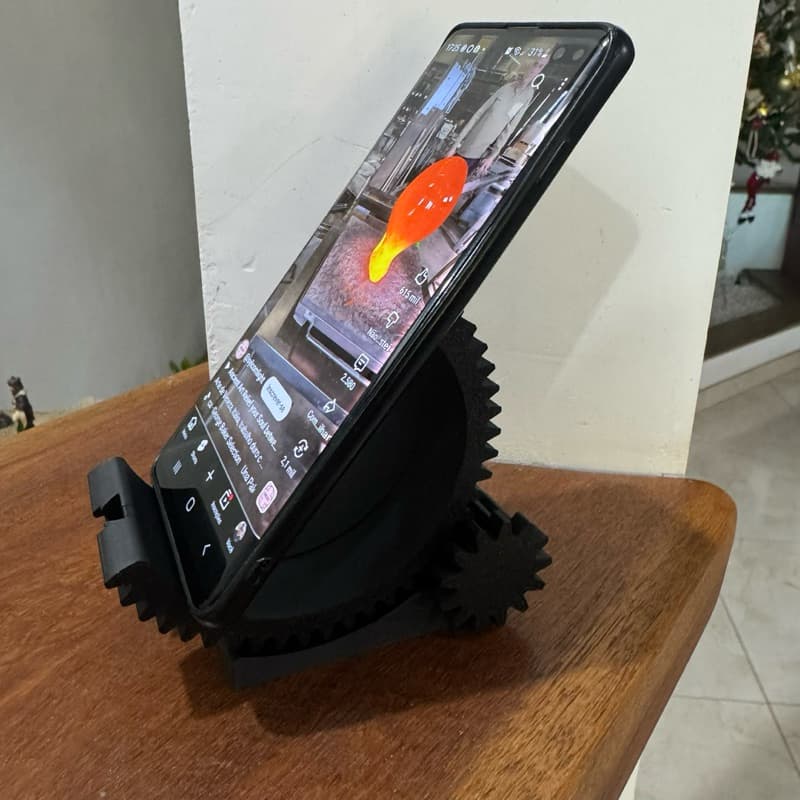 Suporte Celular Engrenagem Mesa Ajustável 3D Decorativo Gamer