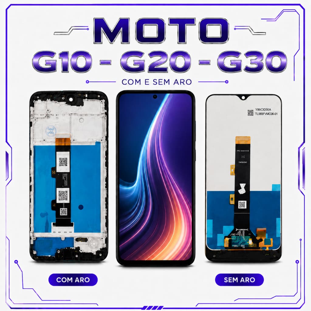 Tela LCD Touch para Moto G10 G20 G30 – Alta Definição, Cores Vivas e Toque Preciso – Com e Sem Aro