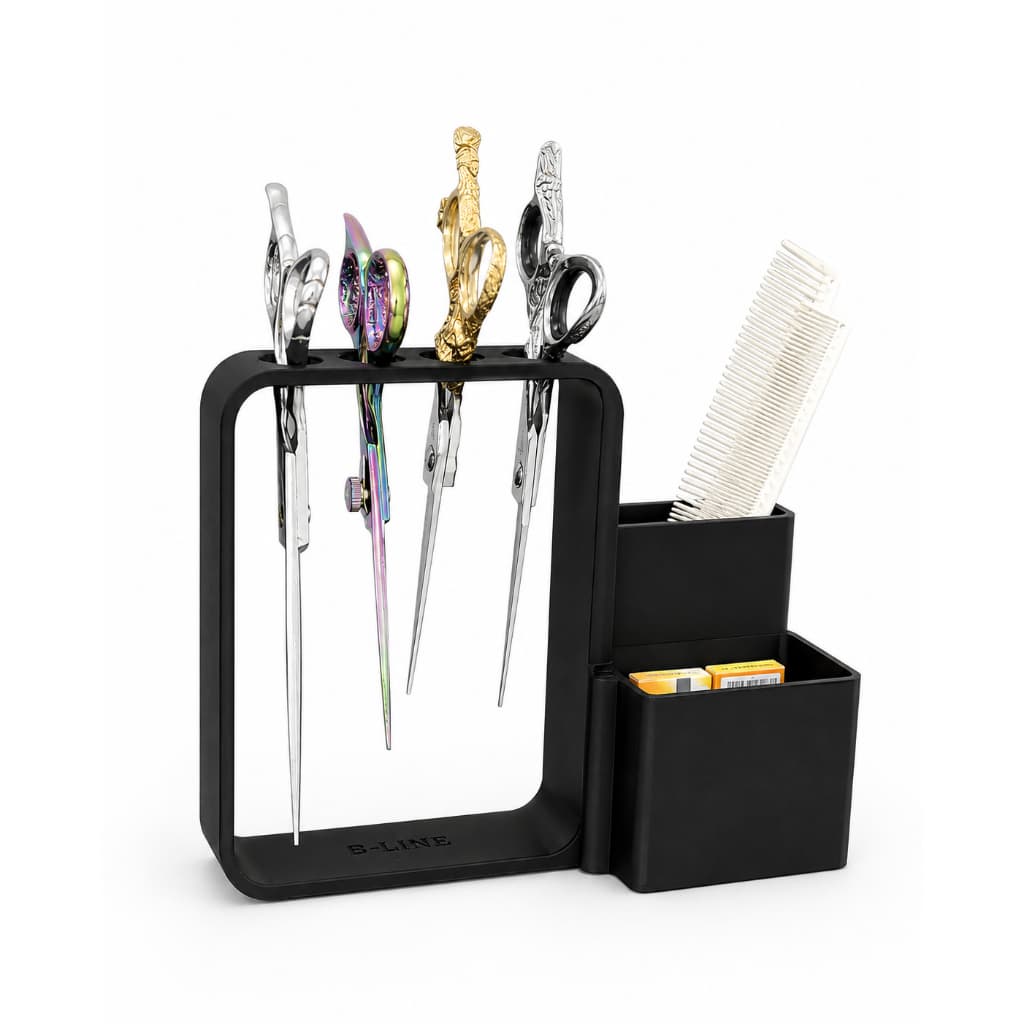 Suporte Porta Tesouras Bancada 5" - 7" Pentes Presilhas Navalhas Acessórios Salão Barbearia Cabelereiro