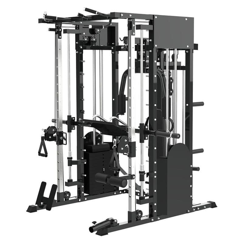 Estação de Musculação Completa Smith Machine com Crossover Polia Alta e Baixa para Academia, Home e Condomínio