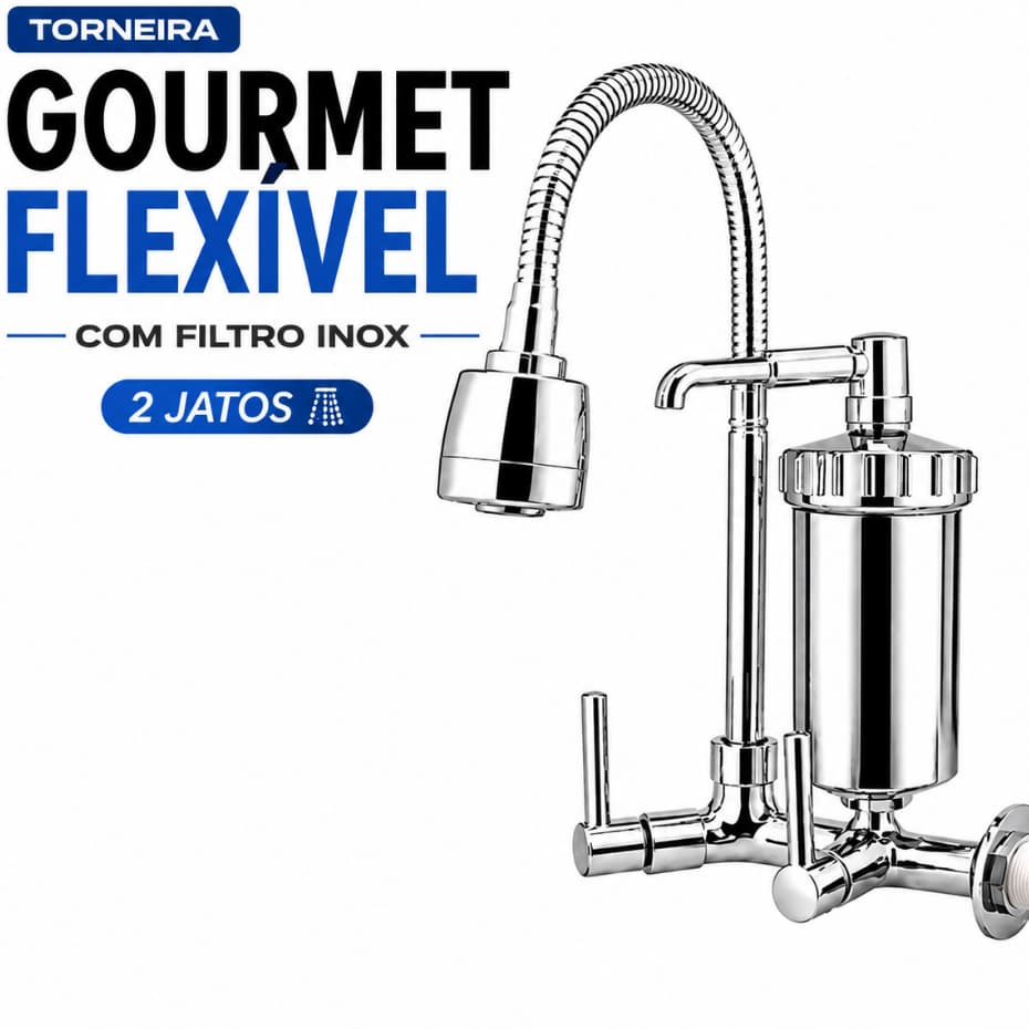 torneira Com Filtro Cozinha Parede Gourmet ABS - Envio Imediato