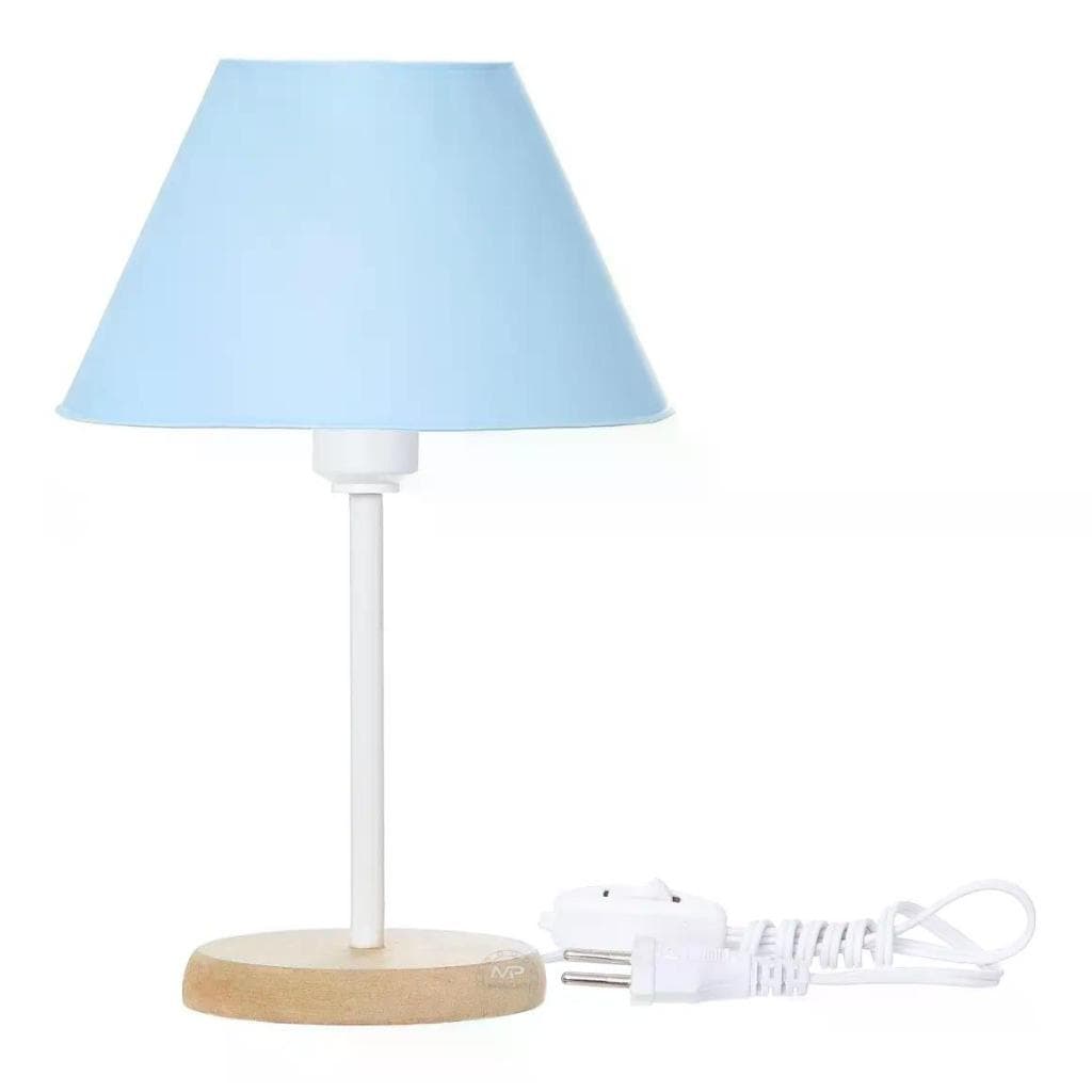 Abajur De Mesa Azul Bebê 27x17cm Luminária Decorativa Para Quarto Cabeceira