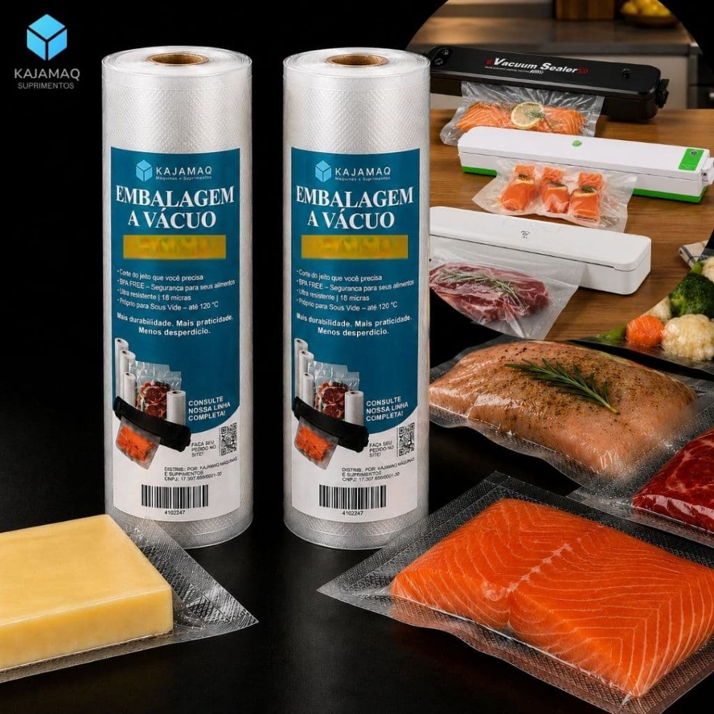 Kit  2 Rolos Vácuo  Gofrado - Resistentes Saco Embalagem Ranhura Seladora Doméstica Rolo Bobina