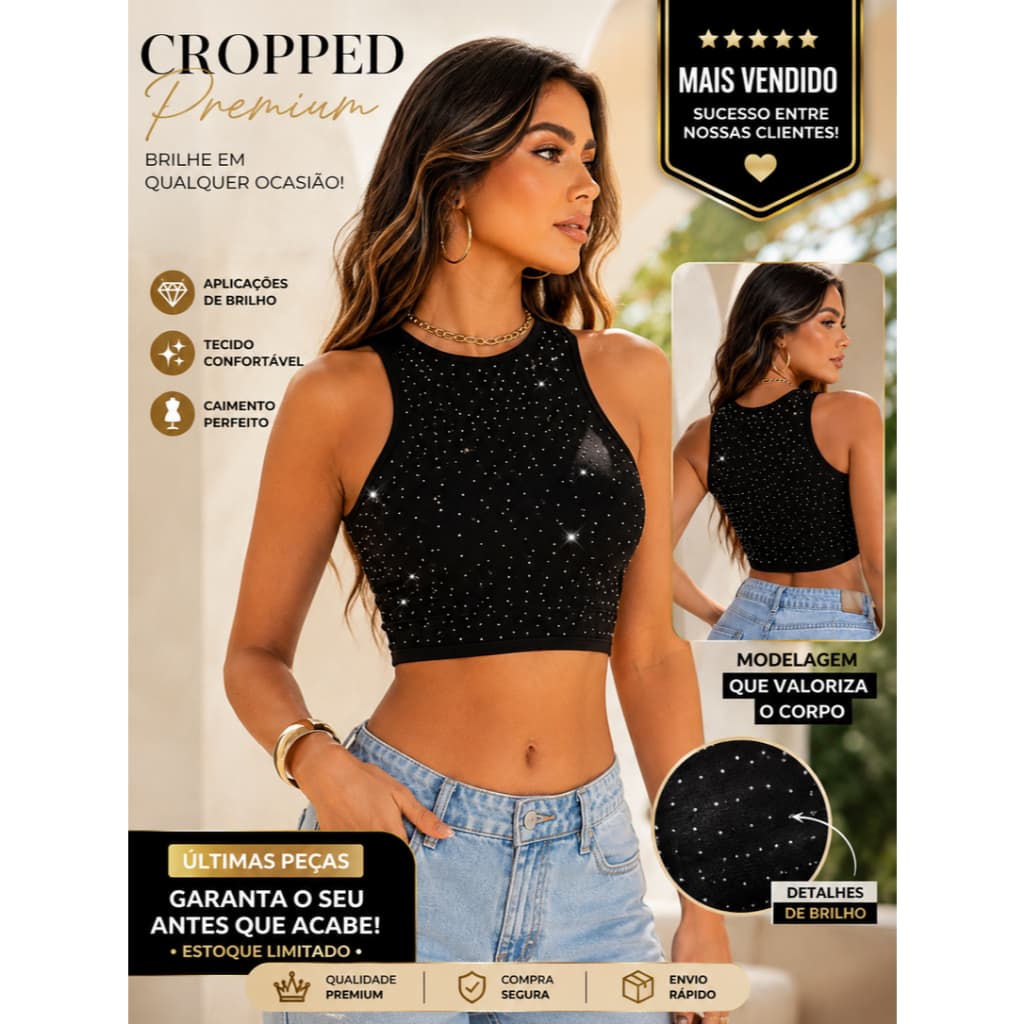 Cropped Brilho Zra Feminino Blusa Regata Gringa Balada Sensação ENVIO IMEDIATO