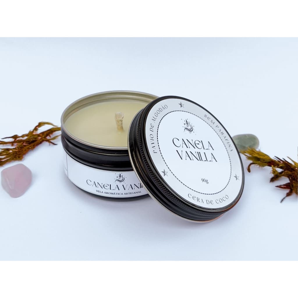 Vela Aromática Canela Vanilla | Lata | Cera Vegetal | Pavio de Algodão