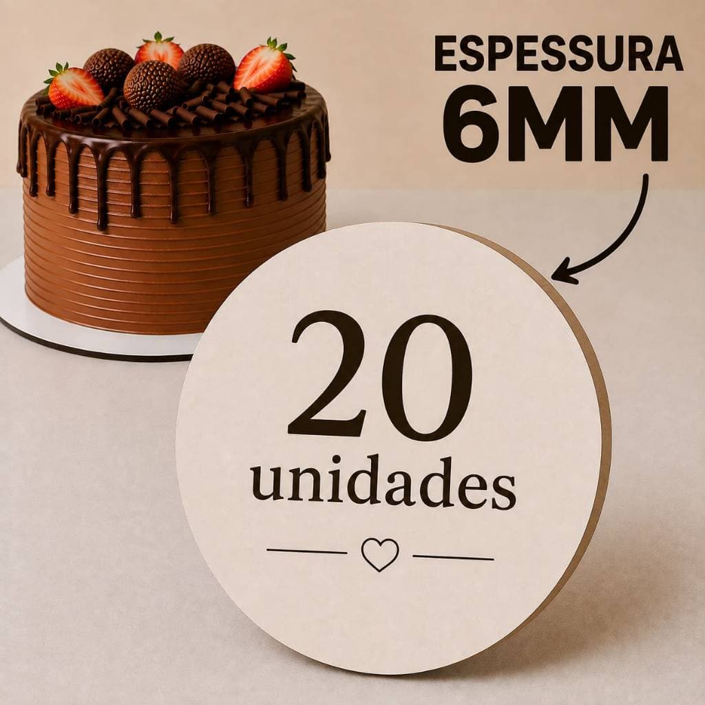 Cake Board 6MM KIT com 20 unidades Branco Mdf 6mm Tabuleiros Confeitaria  base para bolo frios cakeboard