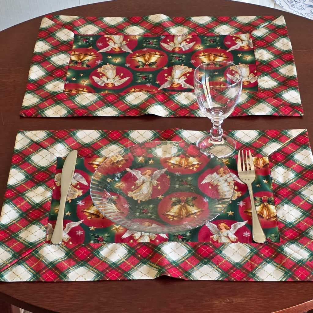 Lugar Americano 50x35 Exclusivo Artesanal em Tricoline para Mesa Posta de Natal monte seu jogo americano como preferir