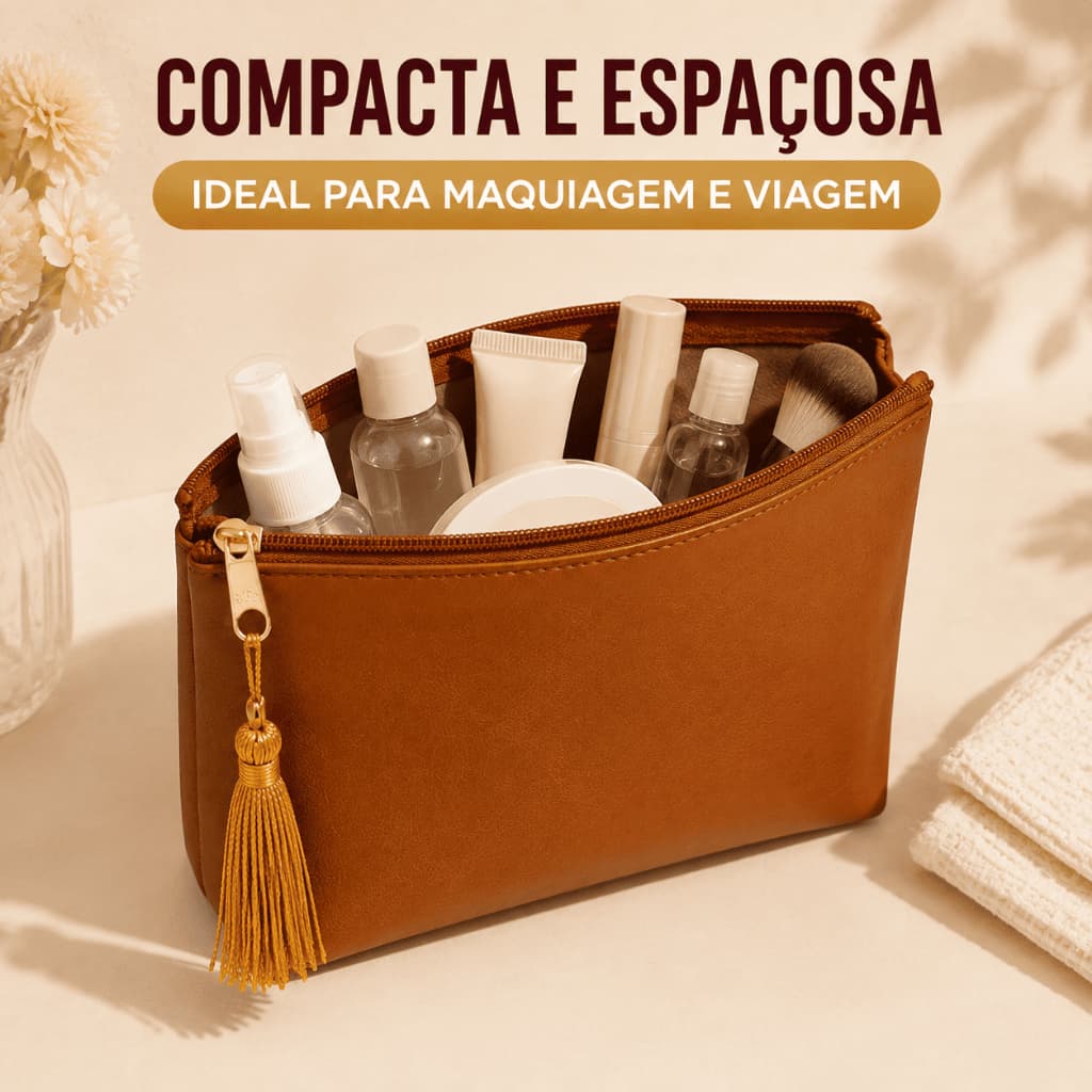Kit 20 Necessaires Lisas Caramelo com Tassel  Atacado - Pronta Entrega