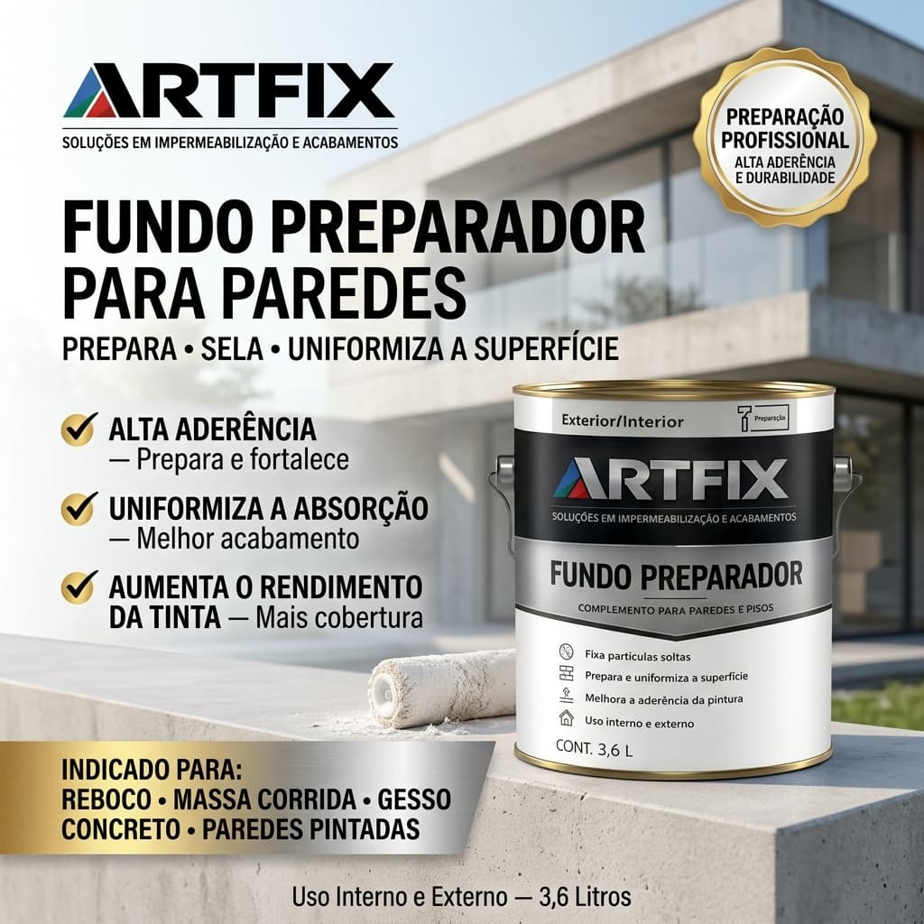 QUEIMA DE ESTOQUE - Fundo Preparador 3,6L Incolor para Paredes, Gesso, Concreto e Reboco em Uso Interno e Externo