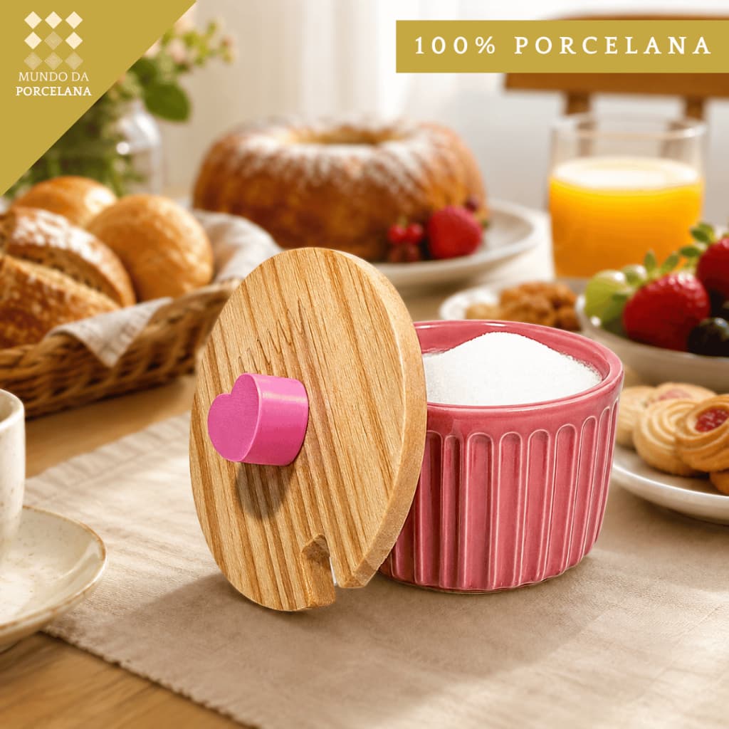 Açucareiro Porcelana Porta Acucar Temperos Sal Cantinho Café Coração