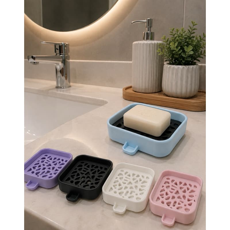 Porta Sabonete em Barra com Drenagem | Saboneteira Moderna para Banheiro e Lavabo | Várias Cores