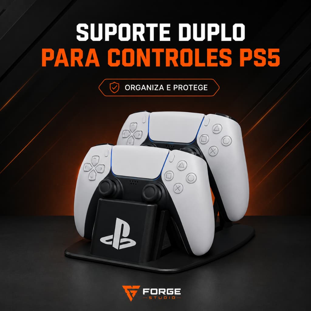 Suporte Duplo para 2 Controles PS5 DualSense Organizador Gamer Preto ou Branco