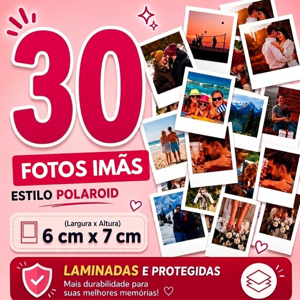 Fotos Imãs Polaroides PREMIUM - 6 x 7 CM - COM IMÃ GELADEIRA - NÃO DESBOTAM - Envio Rápido