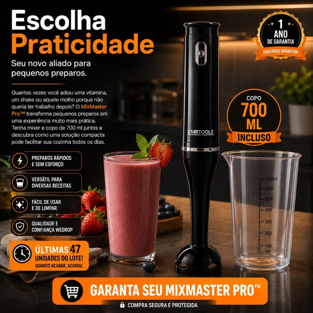 Mixer Eletrico Copo 700ml Potente 127v Varias Cores Facil Preparo Alimentos