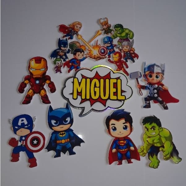 Topo de Bolo Heróis baby Personalizado Nome Papel Fotográfico festa aniversário menino infantil super herói decoração