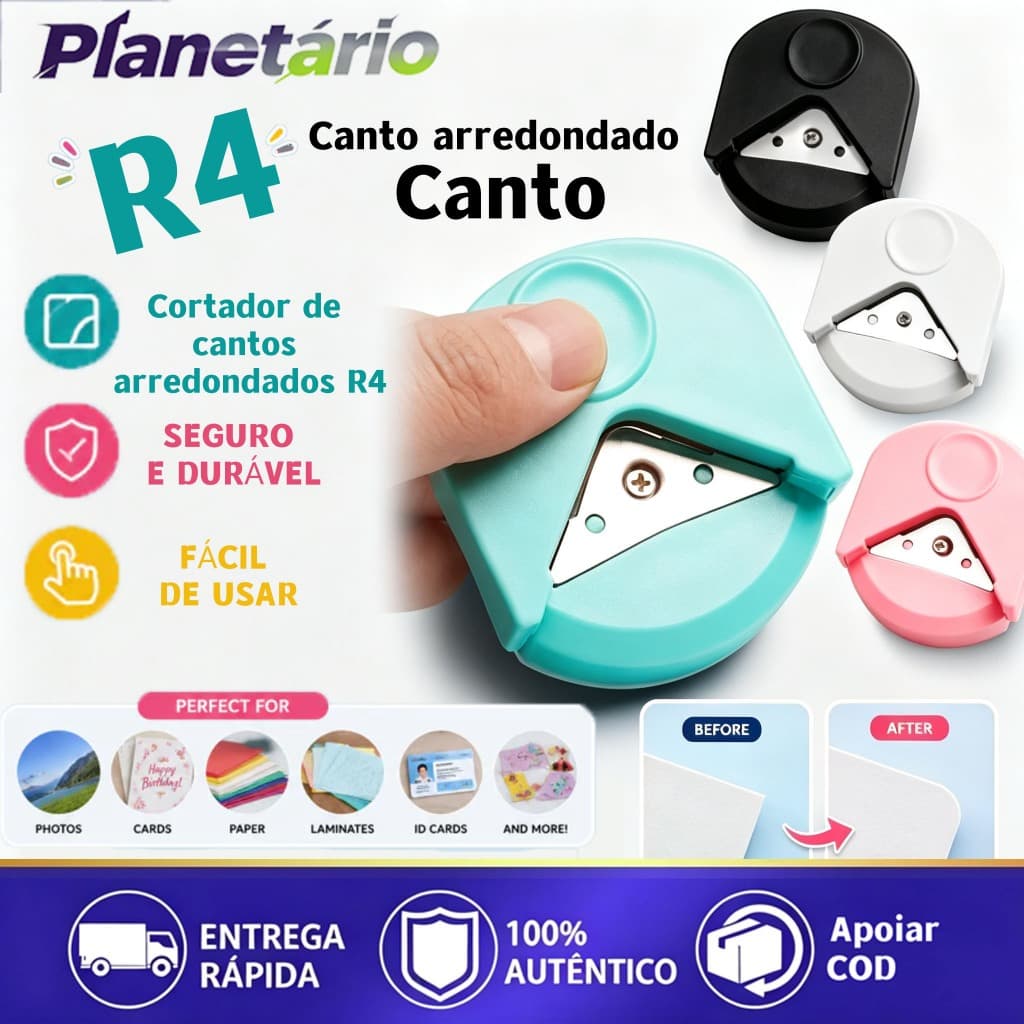 Cortador de cantos arredondados R4 aparador de papel portátil, furador de bordas angulares, perfurador de fotos para