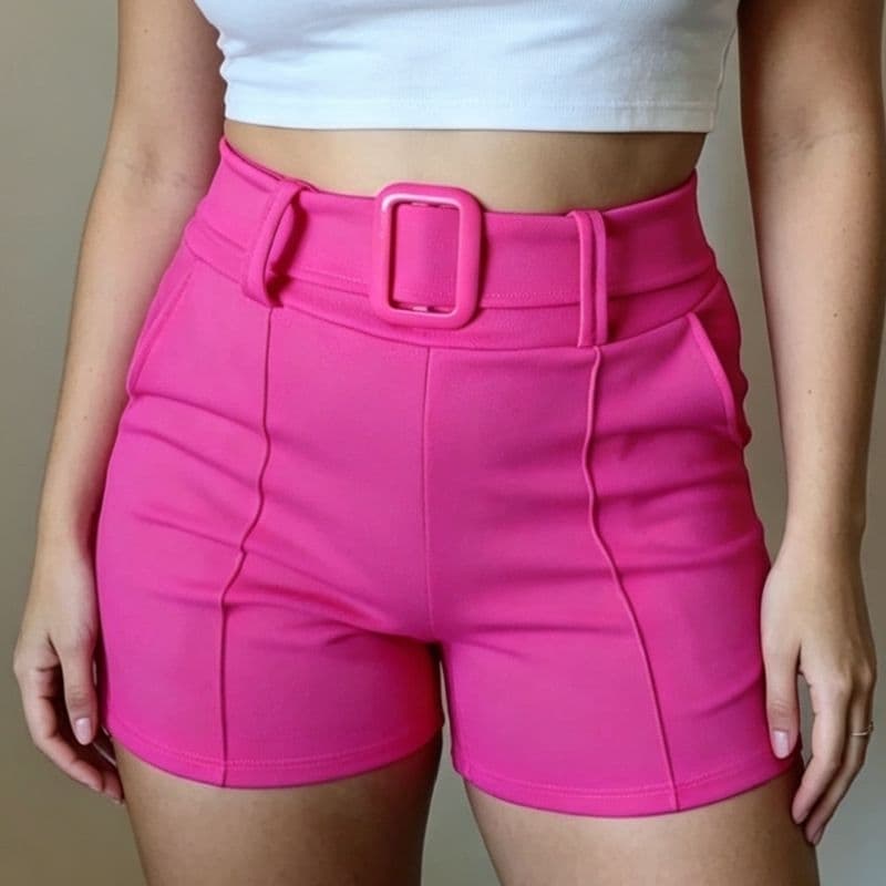 Shorts Feminino Cintura Alta Com Elastano - Shortinho Dia a dia Confortável Casual, Bermuda Verão