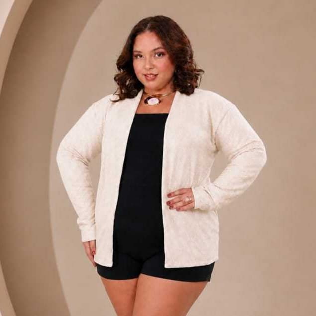 Casaco Plus Size Liso Trico feminino G2