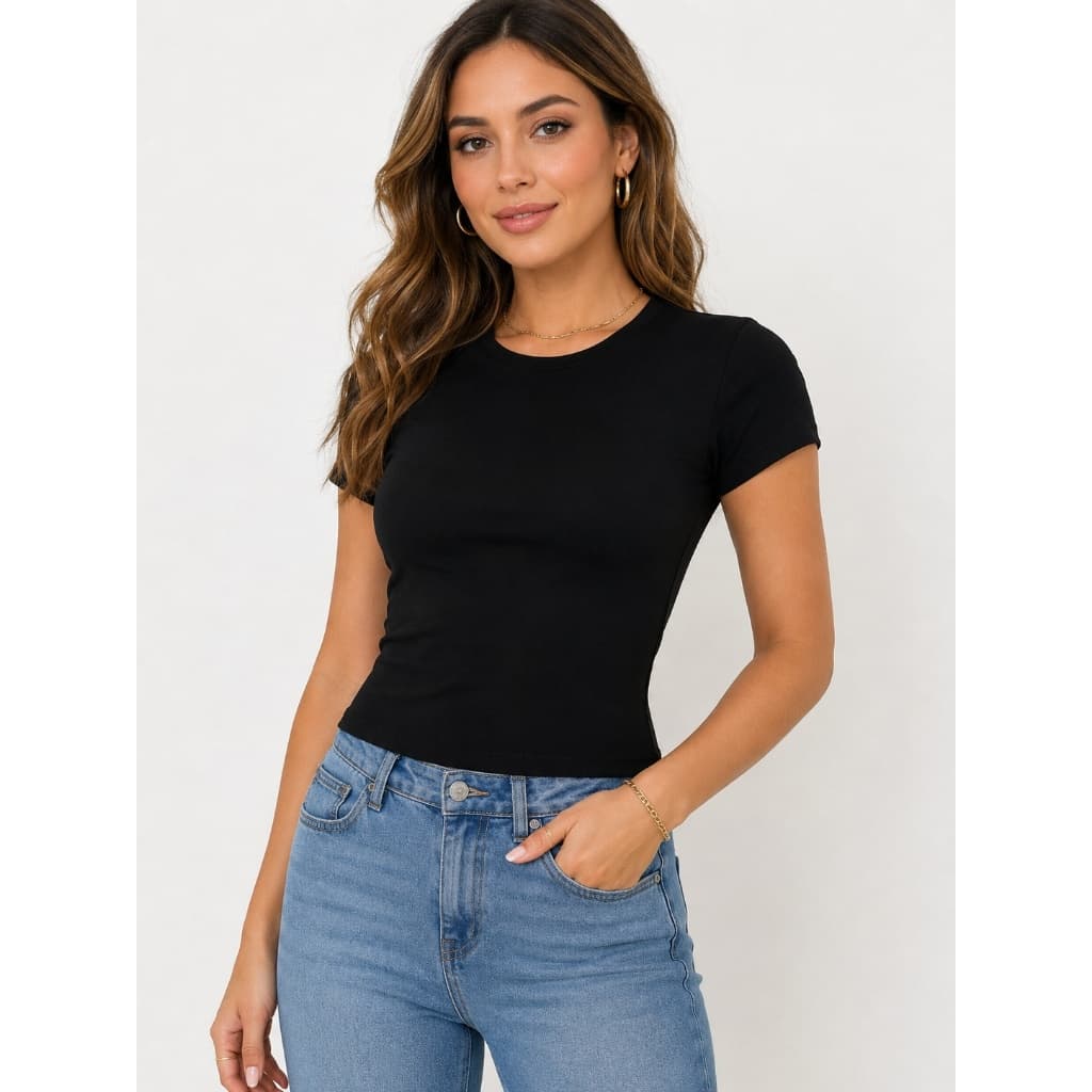 Blusa Feminina Canelada Gola Básica Baby Look Estilosa e Confortável
