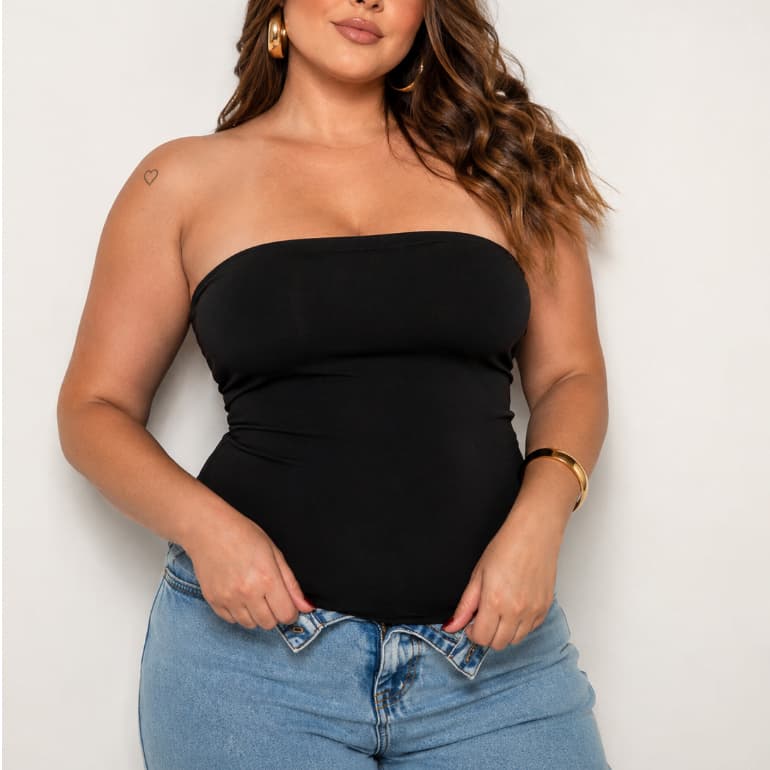 Top tube Plus size comprido alta sustentaçao Tomara Que Caia forro duplo elastico costas  casual verao