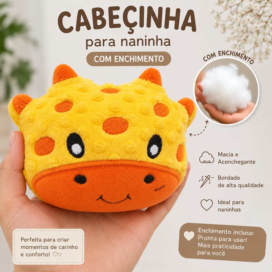Cabecinha Ursinho Para Naninha com Enchimento  9x8 Cm - 1 peça