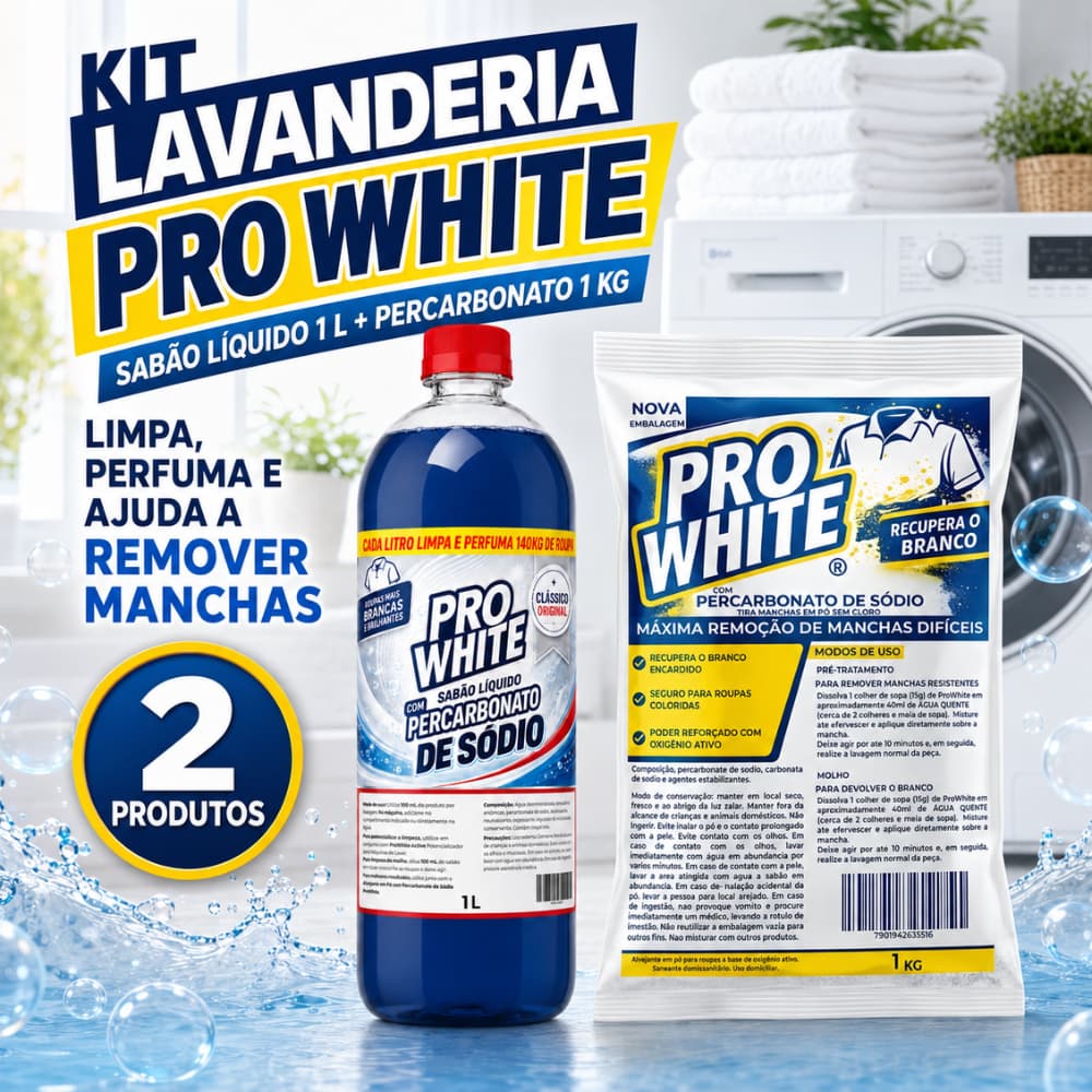 Percarbonato de Sódio Lava Roupas + Sabão Liquido Com Percarbonato Alvejante Sem Cloro
