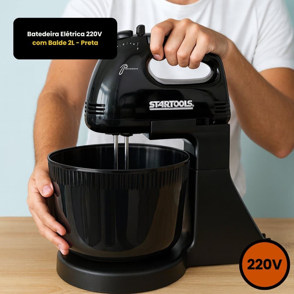 Batedeira Elétrica 220V Com Balde 2 Litros Compacta E Potente Para Confeitaria Bolo E Pão Leve Oferta