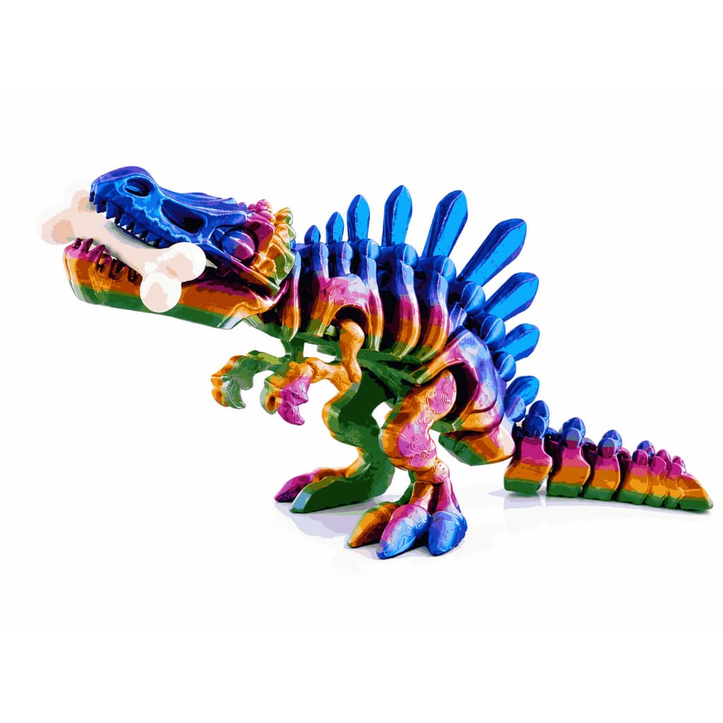Dinossauro Esqueleto Articulado Espinossauro 25 cm Colorido | Brinquedo Sensorial Flexível