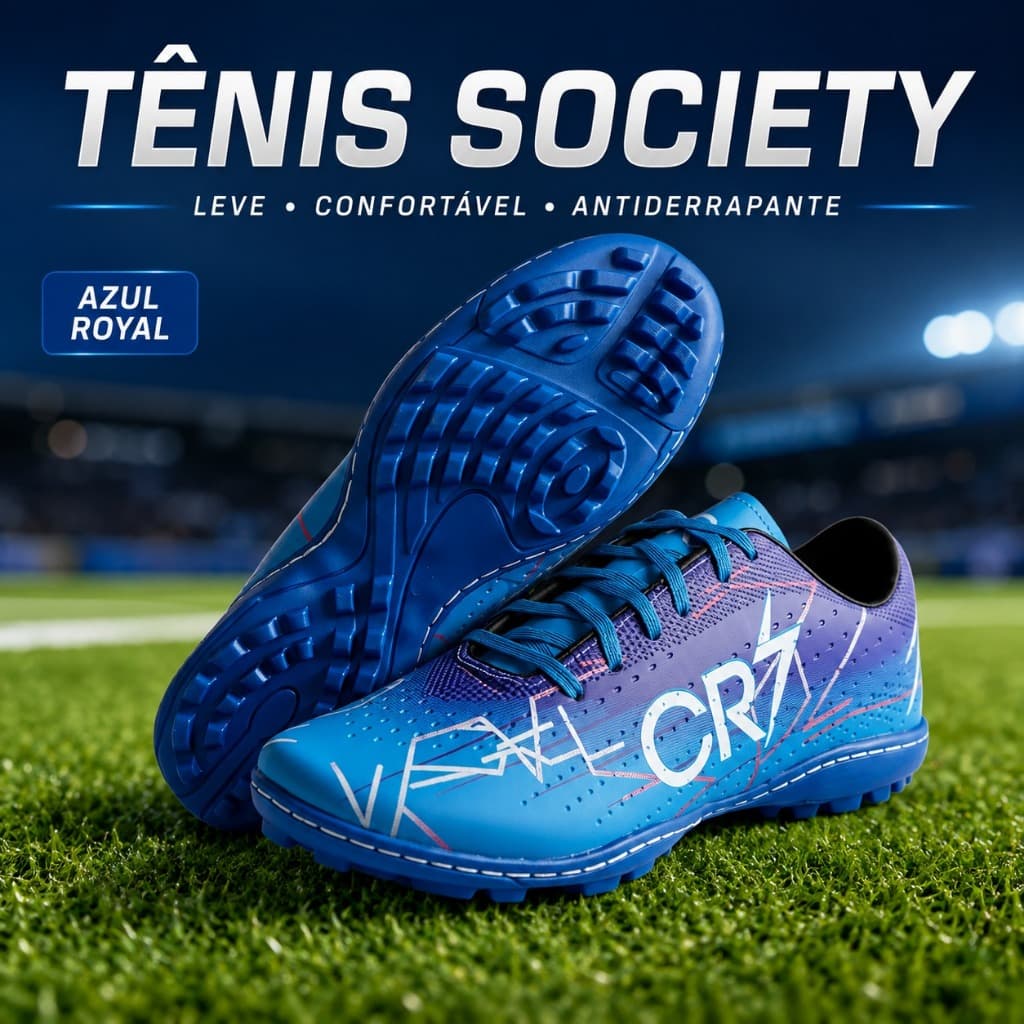 Chuteira Masculina Society e Campo Adulto Infantil Antiderrapante 34 ao 43 Confortável Promoção
