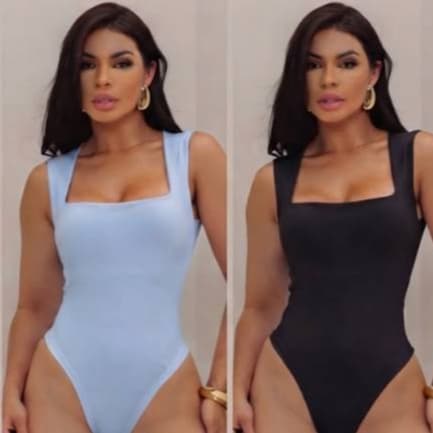 Kit 2 Body Feminino Casual Regata Alça Grossa Gola Quadrada Tecido Suplex Premium Verão Não Fica Transparente