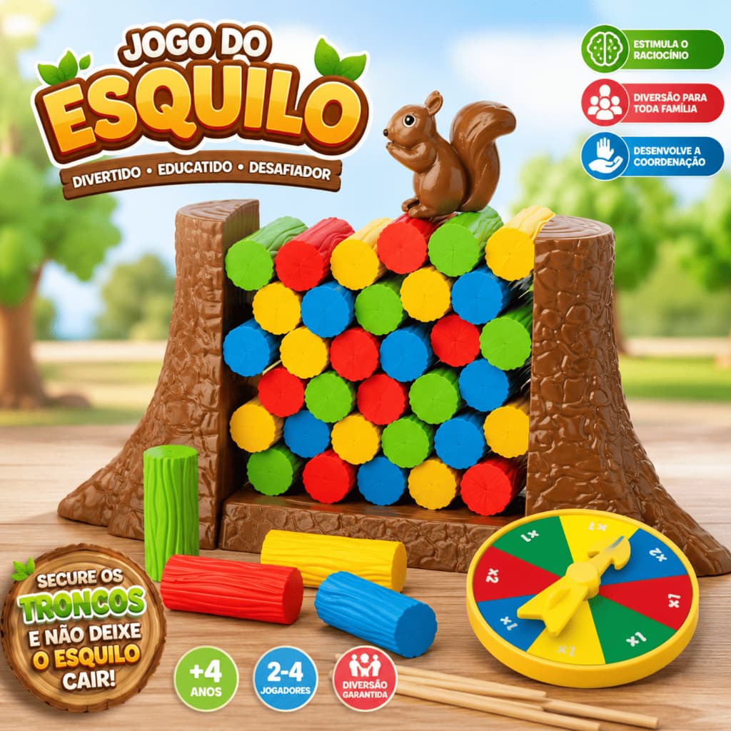 Jogo Educativo Pedagógico Interativo Quebra Muro Esquilo Brinquedo Infantil