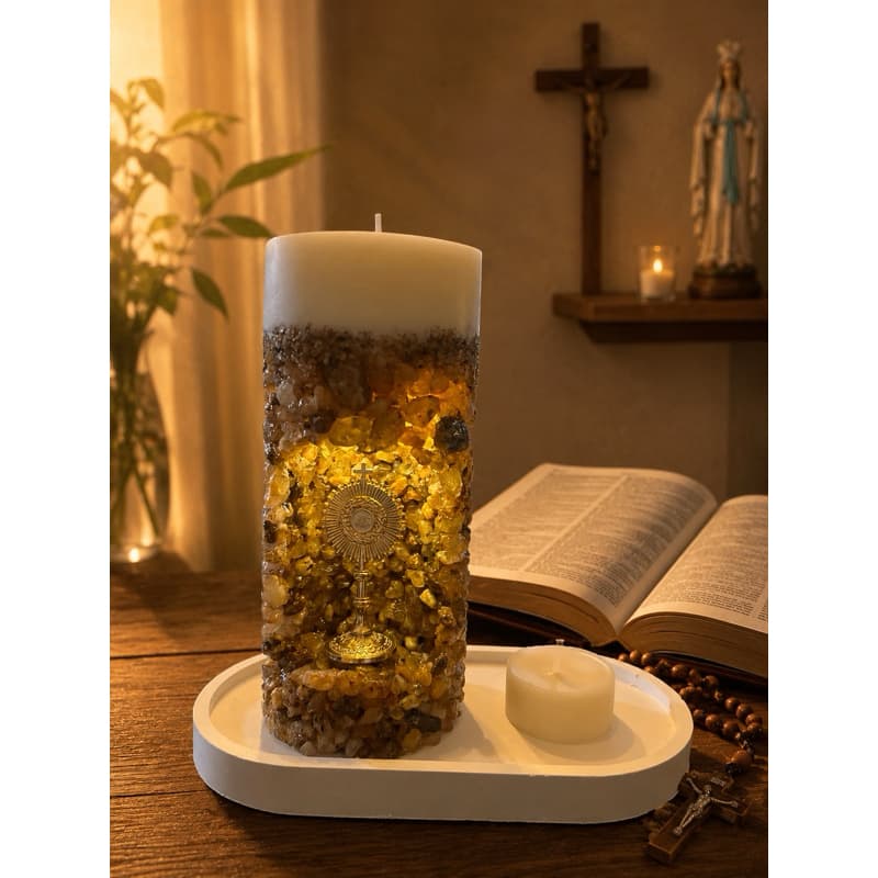 Vela Oratório Com Ostensório  Sacrário Aromática