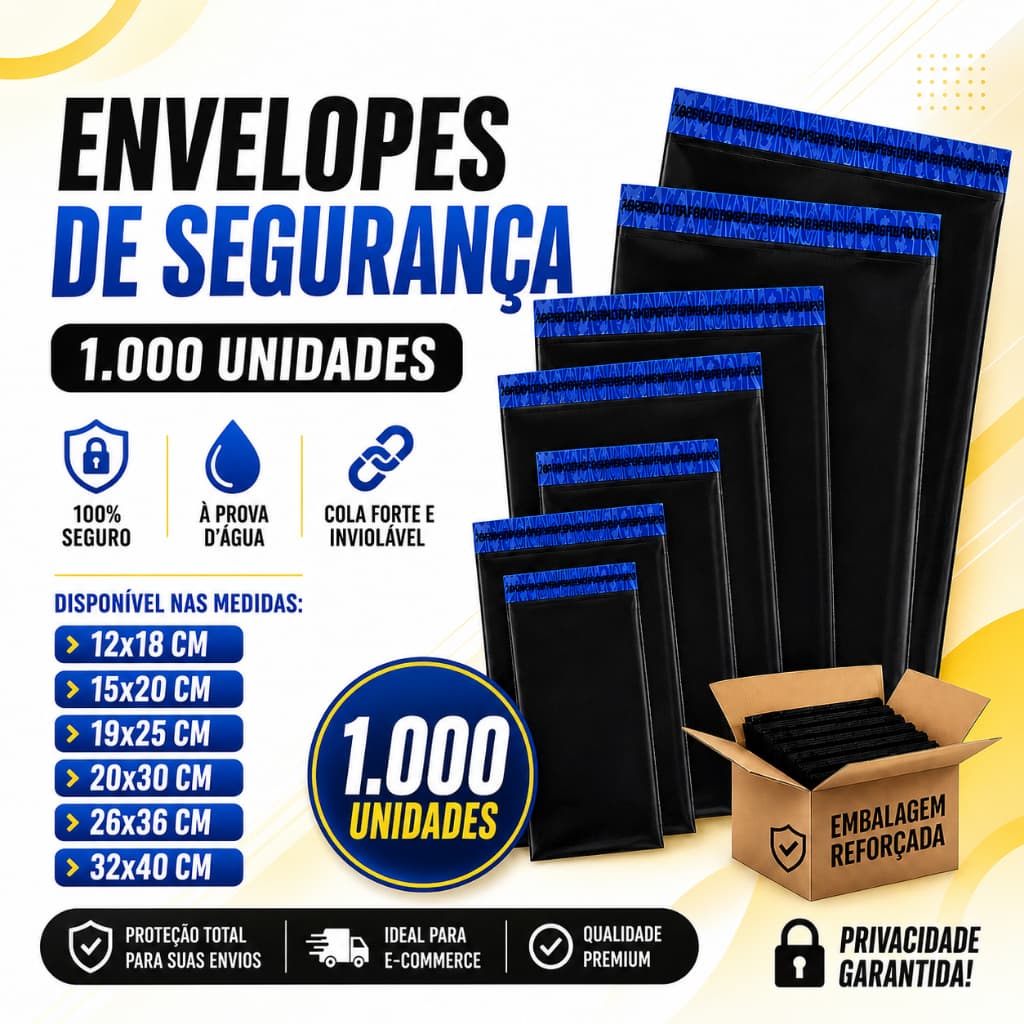 Kit 1000 Envelopes Segurança Embalagem De Envio Saco Inviolável Saquinho Correios Envelope Plástico para Envio