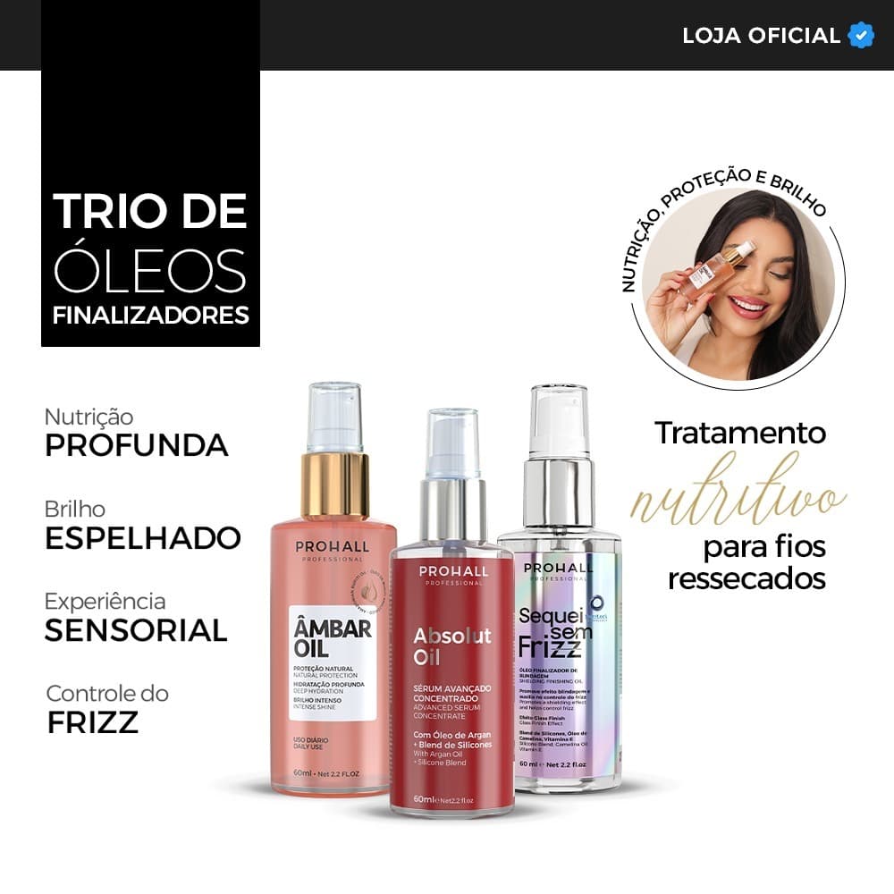 Kit Óleo Ambar + Sequei Sem Frizz + Absolut Oil