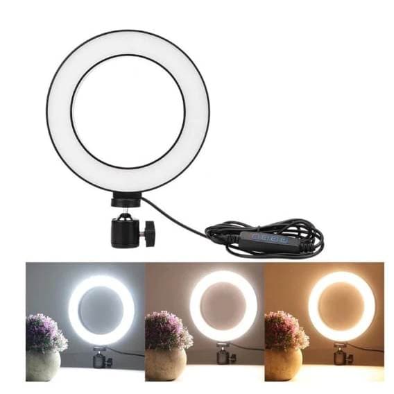 Ring Light Led Mesa Iluminador Pequena Tripé 6 Polegada 16cm Promoção